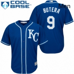 Mens Majestic Kansas City Royals 9 Drew Butera Replica Blue Alternate 2 Cool Base MLB Jersey 