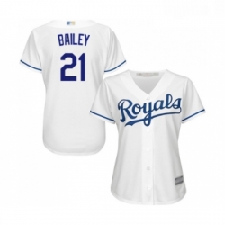 Womens Kansas City Royals 21 Homer Bailey Replica White Home Cool Base Baseball Jersey 