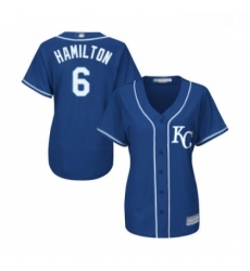 Womens Kansas City Royals 6 Billy Hamilton Replica Blue Alternate 2 Cool Base Baseball Jersey 