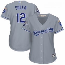 Womens Majestic Kansas City Royals 12 Jorge Soler Replica Grey Road Cool Base MLB Jersey