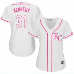 Womens Majestic Kansas City Royals 31 Ian Kennedy Authentic White Fashion Cool Base MLB Jersey