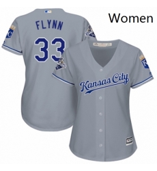 Womens Majestic Kansas City Royals 33 Brian Flynn Authentic Grey Road Cool Base MLB Jersey 