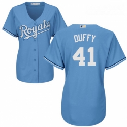 Womens Majestic Kansas City Royals 41 Danny Duffy Replica Light Blue Alternate 1 Cool Base MLB Jersey