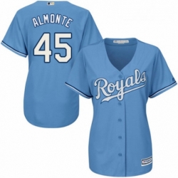 Womens Majestic Kansas City Royals 45 Abraham Almonte Replica Light Blue Alternate 1 Cool Base MLB Jersey 