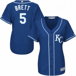 Womens Majestic Kansas City Royals 5 George Brett Replica Blue Alternate 2 Cool Base MLB Jersey