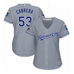 Womens Majestic Kansas City Royals 53 Melky Cabrera Authentic Grey Road Cool Base MLB Jersey 