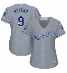 Womens Majestic Kansas City Royals 9 Drew Butera Authentic Grey Road Cool Base MLB Jersey 