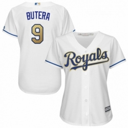 Womens Majestic Kansas City Royals 9 Drew Butera Authentic White Home Cool Base MLB Jersey 