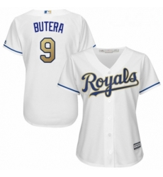 Womens Majestic Kansas City Royals 9 Drew Butera Replica White Home Cool Base MLB Jersey 