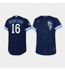 Youth Kansas City Royals 16 Andrew Benintendi 2022 Navy City Connect Stitched Baseball Jersey