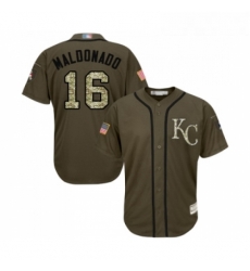 Youth Kansas City Royals 16 Martin Maldonado Authentic Green Salute to Service Baseball Jersey 