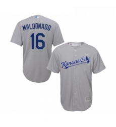 Youth Kansas City Royals 16 Martin Maldonado Replica Grey Road Cool Base Baseball Jersey 