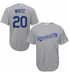 Youth Majestic Kansas City Royals 20 Frank White Authentic Grey Road Cool Base MLB Jersey