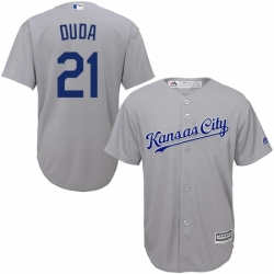 Youth Majestic Kansas City Royals 21 Lucas Duda Replica Grey Road Cool Base MLB Jersey 