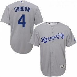 Youth Majestic Kansas City Royals 4 Alex Gordon Authentic Grey Road Cool Base MLB Jersey