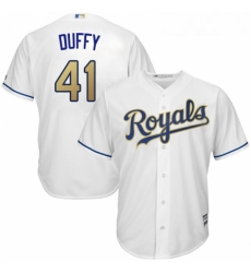 Youth Majestic Kansas City Royals 41 Danny Duffy Authentic White Home Cool Base MLB Jersey