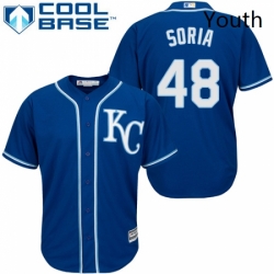 Youth Majestic Kansas City Royals 48 Joakim Soria Authentic Blue Alternate 2 Cool Base MLB Jersey