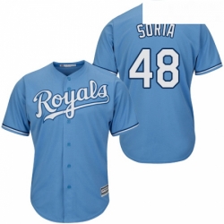 Youth Majestic Kansas City Royals 48 Joakim Soria Replica Light Blue Alternate 1 Cool Base MLB Jersey