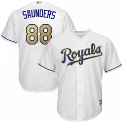 Youth Majestic Kansas City Royals 88 Michael Saunders Authentic White Home Cool Base MLB Jersey 