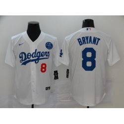 Dodgers 8 Kobe Bryant White 2020 Nike KB Cool Base Jerseys