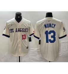 Men Los Angeles Dodgers 13 Max Muncy Cream Stitched Baseball Jersey 6