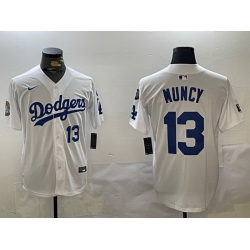 Men Los Angeles Dodgers 13 Max Muncy White 2024 World Series With Fernando Memorial Patch Home Limited Stitched Baseball Jersey 3