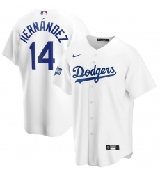 Men Los Angeles Dodgers 14 Enrique Hernandez White Nike 2020 World Series Champions Cool Base Jersey