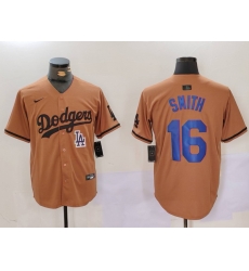 Men Los Angeles Dodgers 16 Will Smith Brown Cool Base Stitched Baseball Jersey 6