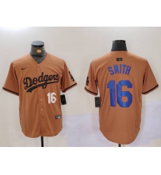 Men Los Angeles Dodgers 16 Will Smith Brown Cool Base Stitched Baseball Jersey 9