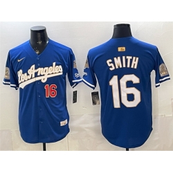 Men Los Angeles Dodgers  16 Will Smith Royal 2026 Gold Collection 9x   B2B Champs Patch Stitched Baseball Jersey
