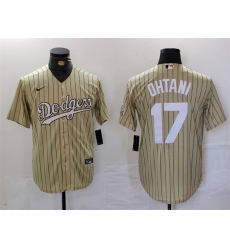 Men Los Angeles Dodgers 17  Shohei Ohtani Cream Cool Base Stitched Jersey