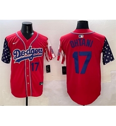 Men Los Angeles Dodgers 17  Shohei Ohtani Red Limited Stitched Baseball Jersey