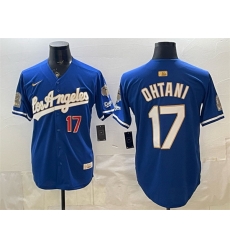 Men Los Angeles Dodgers  17 Shohei Ohtani Royal 2026 Gold Collection 9x   B2B Champs Patch Stitched Baseball Jersey