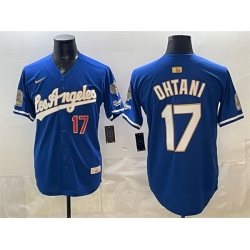 Men Los Angeles Dodgers  17 Shohei Ohtani Royal 2026 Gold Collection 9x   B2B Champs Patch Stitched Baseball Jersey