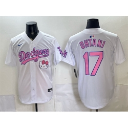 Men Los Angeles Dodgers  17 Shohei Ohtani White 2025 Hello Kitty Vapor Limited Stitched Baseball Jersey
