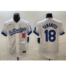 Men Los Angeles Dodgers 18 Yoshinobu Yamamoto White City Connect Flex Base Stitched Baseball Jersey