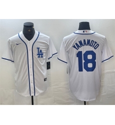 Men Los Angeles Dodgers 18 Yoshinobu Yamamoto White Cool Base Stitched Baseball Jersey