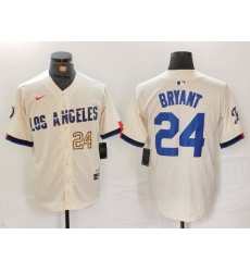 Men Los Angeles Dodgers 24 Kobe Bryant Cream Stitched Baseball Jersey 3