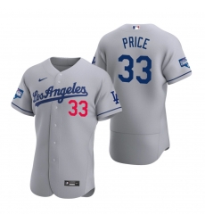 Men Los Angeles Dodgers 33 David Price Gray 2020 World Series Champions Road Flex Base Jersey