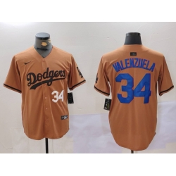 Men Los Angeles Dodgers 34 Fernando Valenzuela Brown Cool Base Stitched Baseball Jersey 5