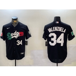 Men Los Angeles Dodgers 34 Toro Valenzuela Black Mexico 2024 World Series With No  34 Patch Cool Base Stitched Baseball Jersey 3