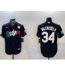 Men Los Angeles Dodgers 34 Toro Valenzuela Black Mexico 2024 World Series With No  34 Patch Cool Base Stitched Baseball Jersey