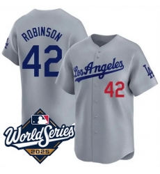Men Los Angeles Dodgers  42 Jackie Robinson Gray 2025 World Series Home Limited Stitched Baseball Jersey