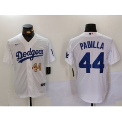 Men Los Angeles Dodgers 44 Vicente Padilla White Cool Base Stitched Baseball Jersey 3