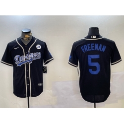 Men Los Angeles Dodgers 5 Freddie Freeman Black 2024 World Series Cool Base Stitched Baseball Jersey 2