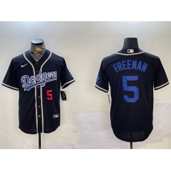 Men Los Angeles Dodgers 5 Freddie Freeman Black 2024 World Series Cool Base Stitched Baseball Jersey 5