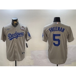 Men Los Angeles Dodgers 5 Freddie Freeman Grey 2024 World Series Cool Base Stitched Baseball Jersey