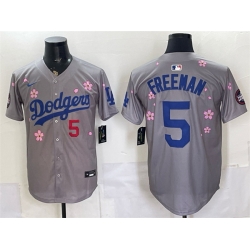 Men Los Angeles Dodgers  5 Freddie Freeman Grey 2025 Tokyo Series Limited Stitched Baseball Jersey