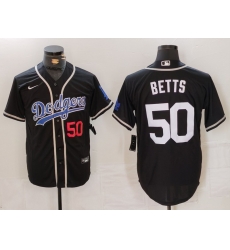 Men Los Angeles Dodgers 50 Mookie Betts Black Fashion Cool Base Stitched Baseball Jersey 3