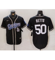 Men Los Angeles Dodgers 50 Mookie Betts Black Fashion Cool Base Stitched Baseball Jersey 4